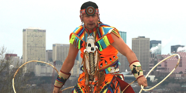 Dallas Arcand, traditional Indigenous Hoop Dancer