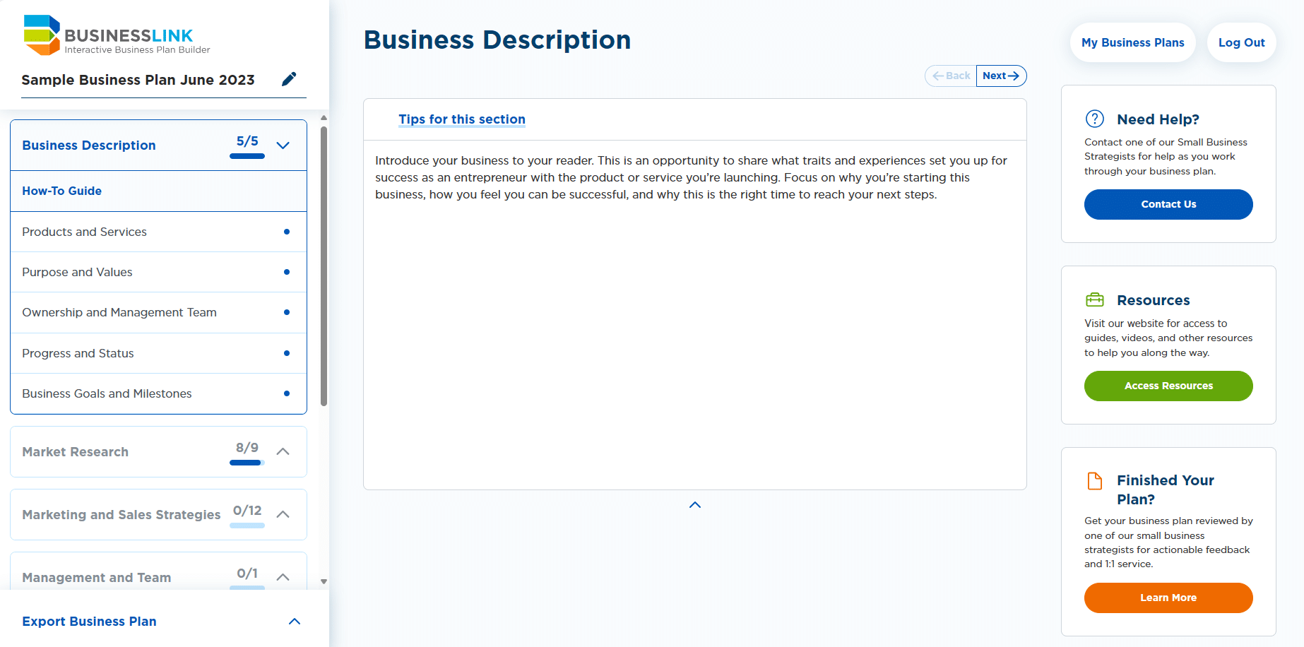 free small business plan template canada