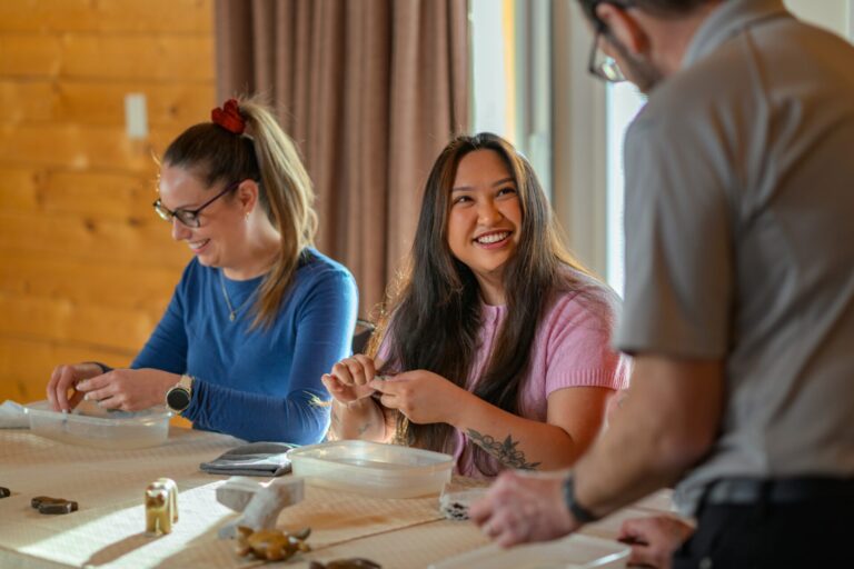Abigail Caballero participating in a Unique Soapstone Experiences workshop.